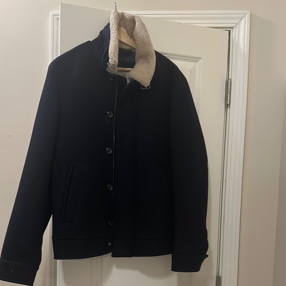 MANGO Men's Jacket with teddy Collar